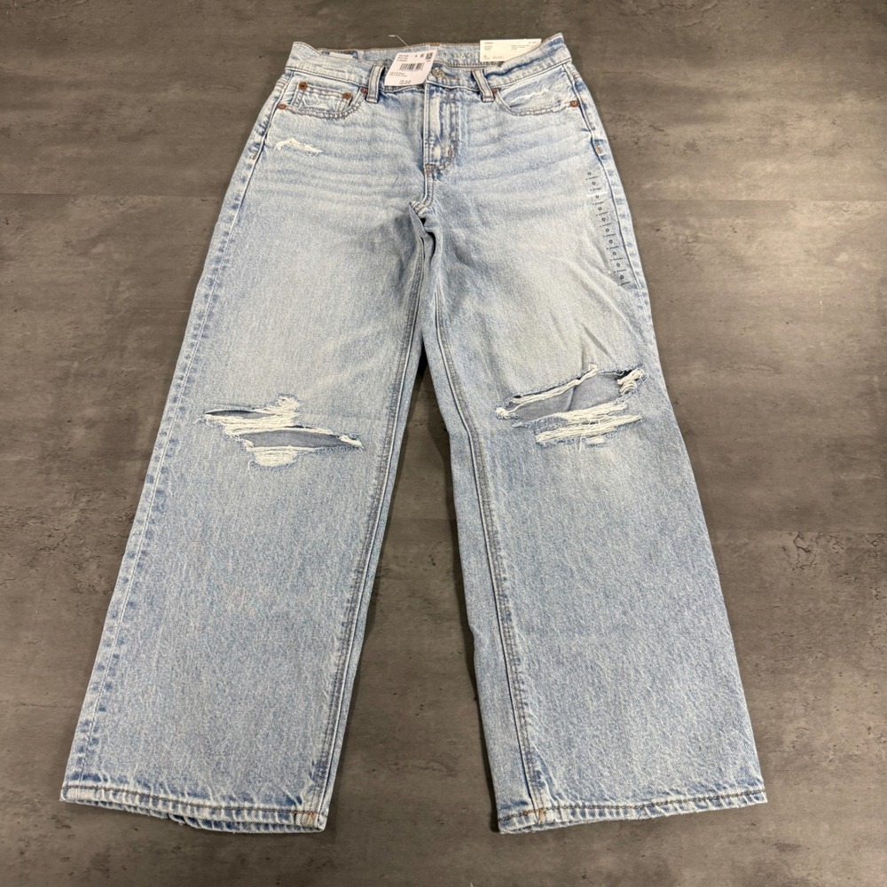 American Eagle Jeans Womens 0 X-Short Strigid Stovepipe Light Wash Ripped $80
